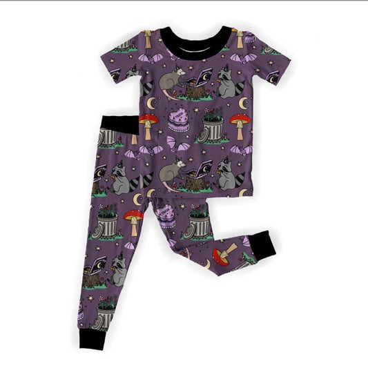 Bestie Trash Party Two Piece Bamboo Set! Opossum + Raccoon + Bats! Witchy Birthday!