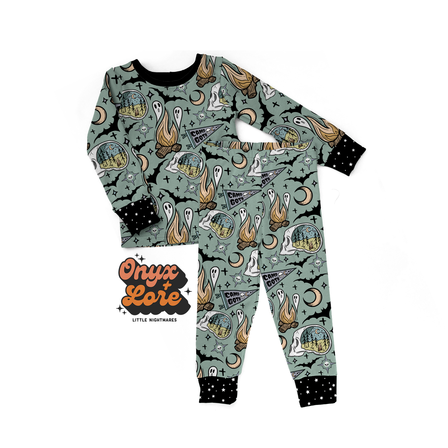 Camp Goth Wanderlust Two Piece Lounge Set! Bats + Spooky Camping!