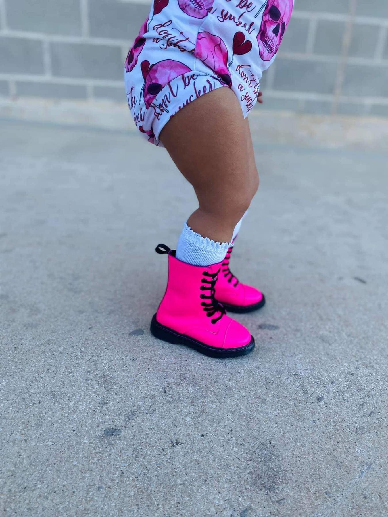 It's a RAD Valentines 80s Hot Pink + Black Combat Boots!