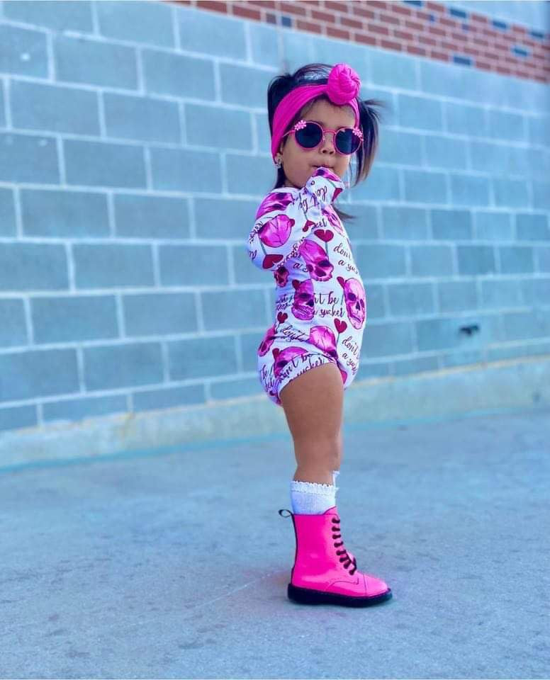 It's a RAD Valentines 80s Hot Pink + Black Combat Boots!