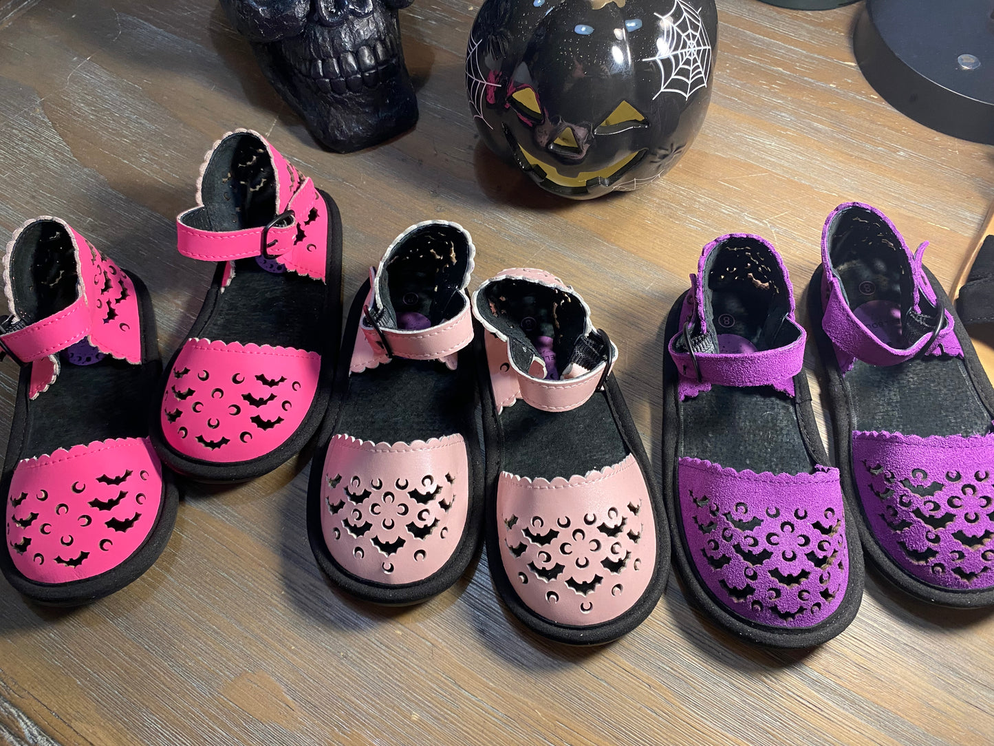 READY to SHIP - Brewing Potion Purple Bat + Moon Sueded Eris Sandals