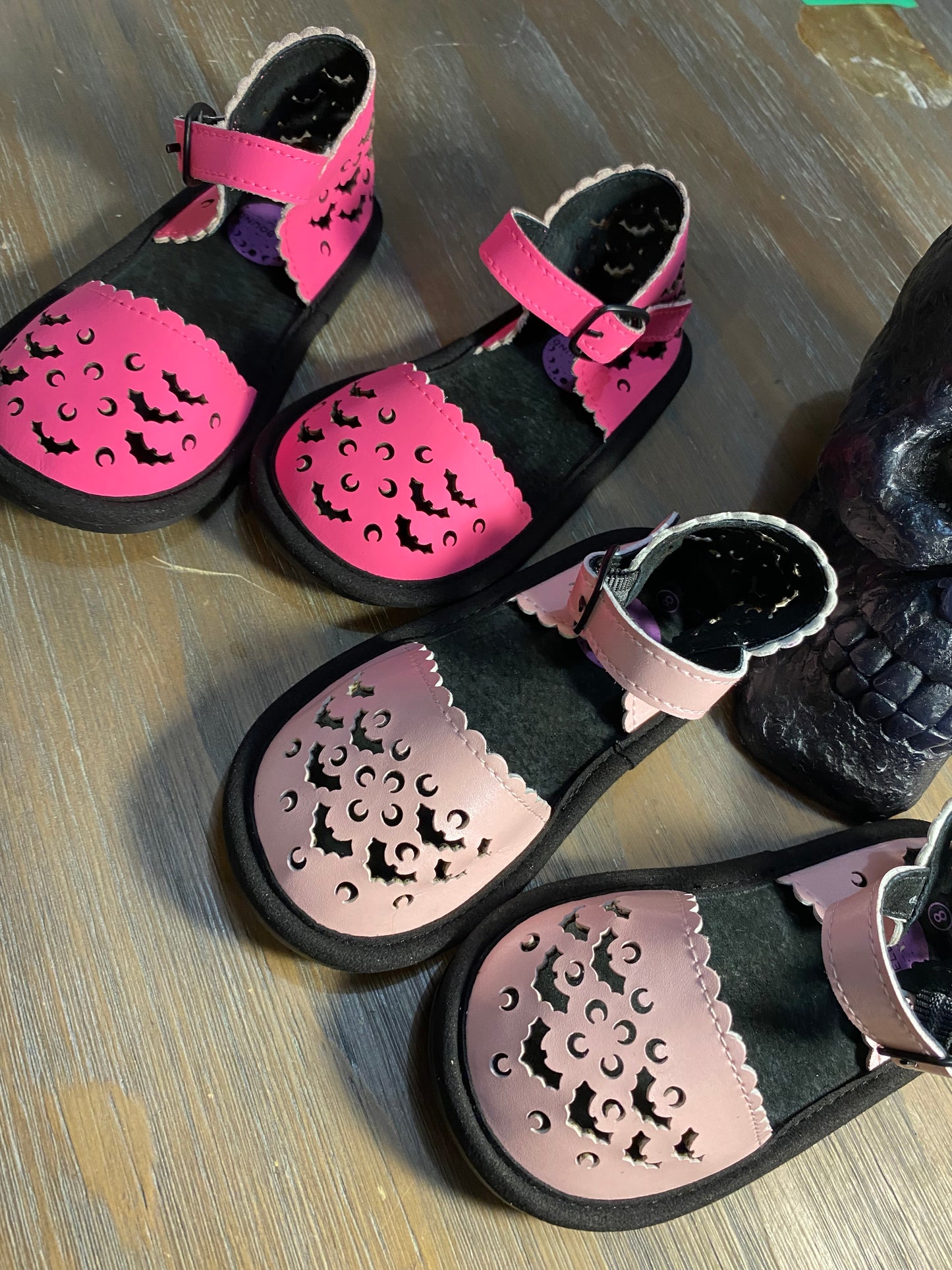 READY TO SHIP- Gothy HOT PINK Batty Eris Flats + Moon and Bat Cut Outs!