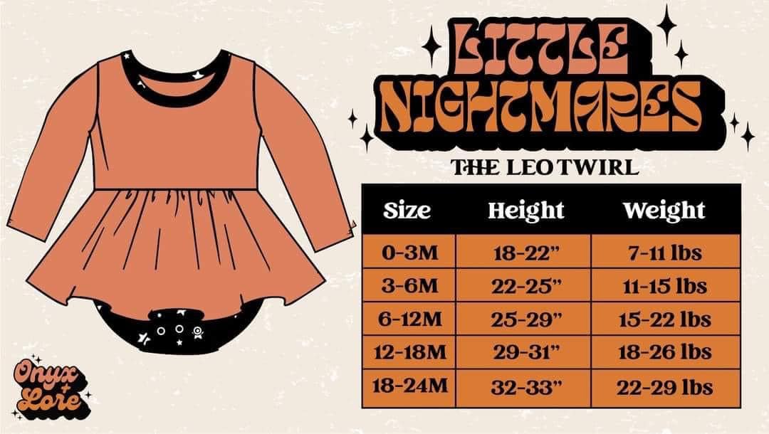Ready to Ship Starbie Ghouls-- Pastel Goth Vibes Baby Twirl Leo Dress 0-24m!