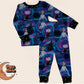 READY TO SHIP--Spooky Button Eyes Girl + Her Cat Two Piece Lounge Set.