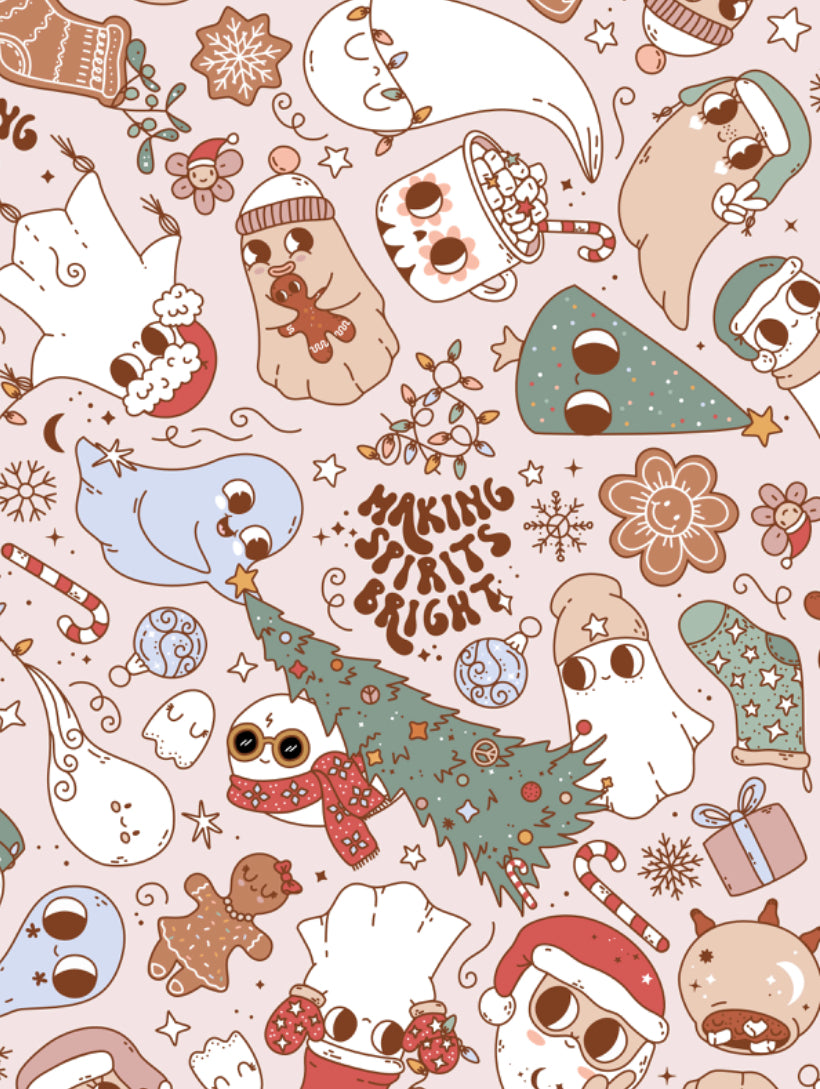 Making Spirits Bright Christmas two piece bamboo set! Cauldron Cocoa + Ghosties
