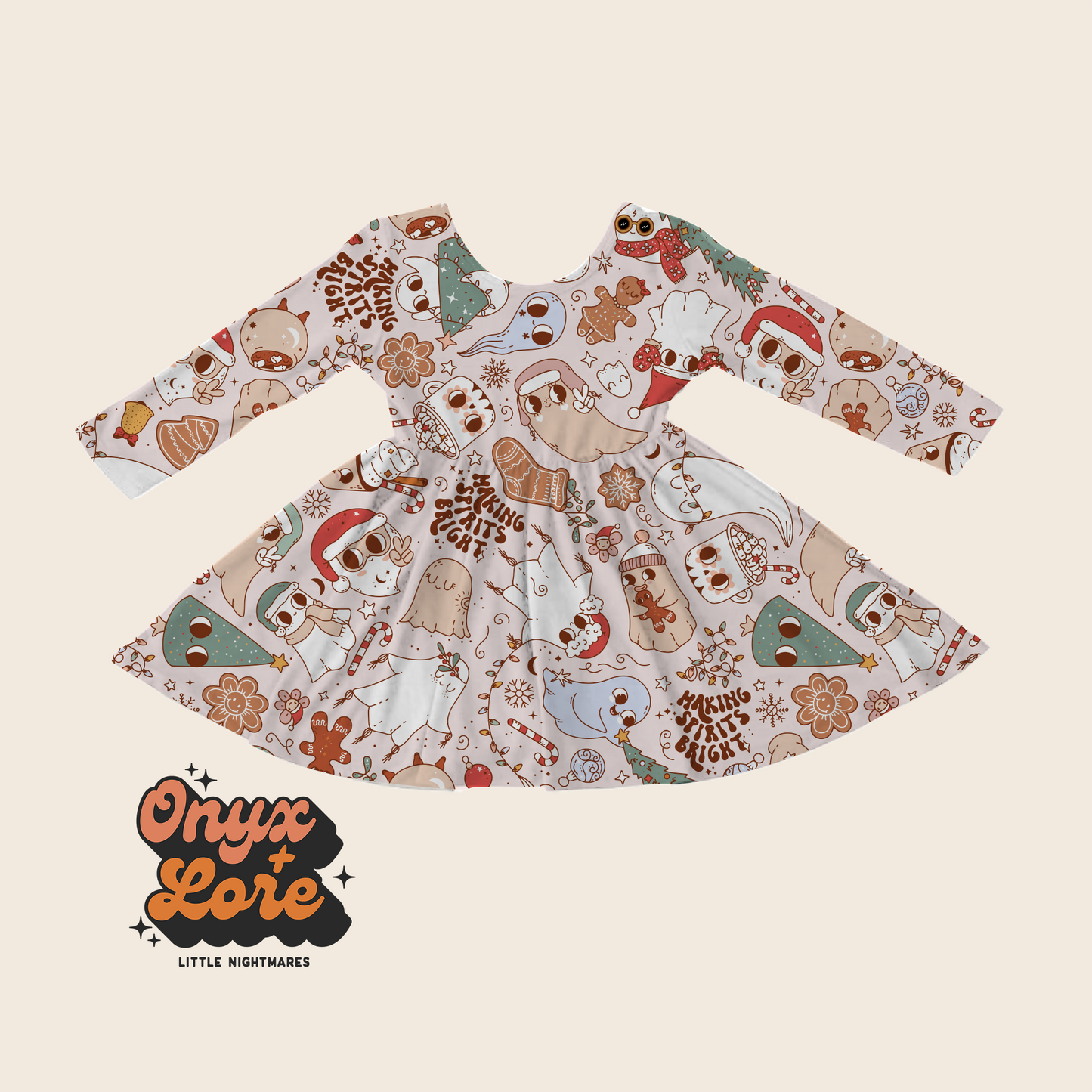Making Spirits Bright Ghostie Christmas Twirl! Santa + 1960s vibes!