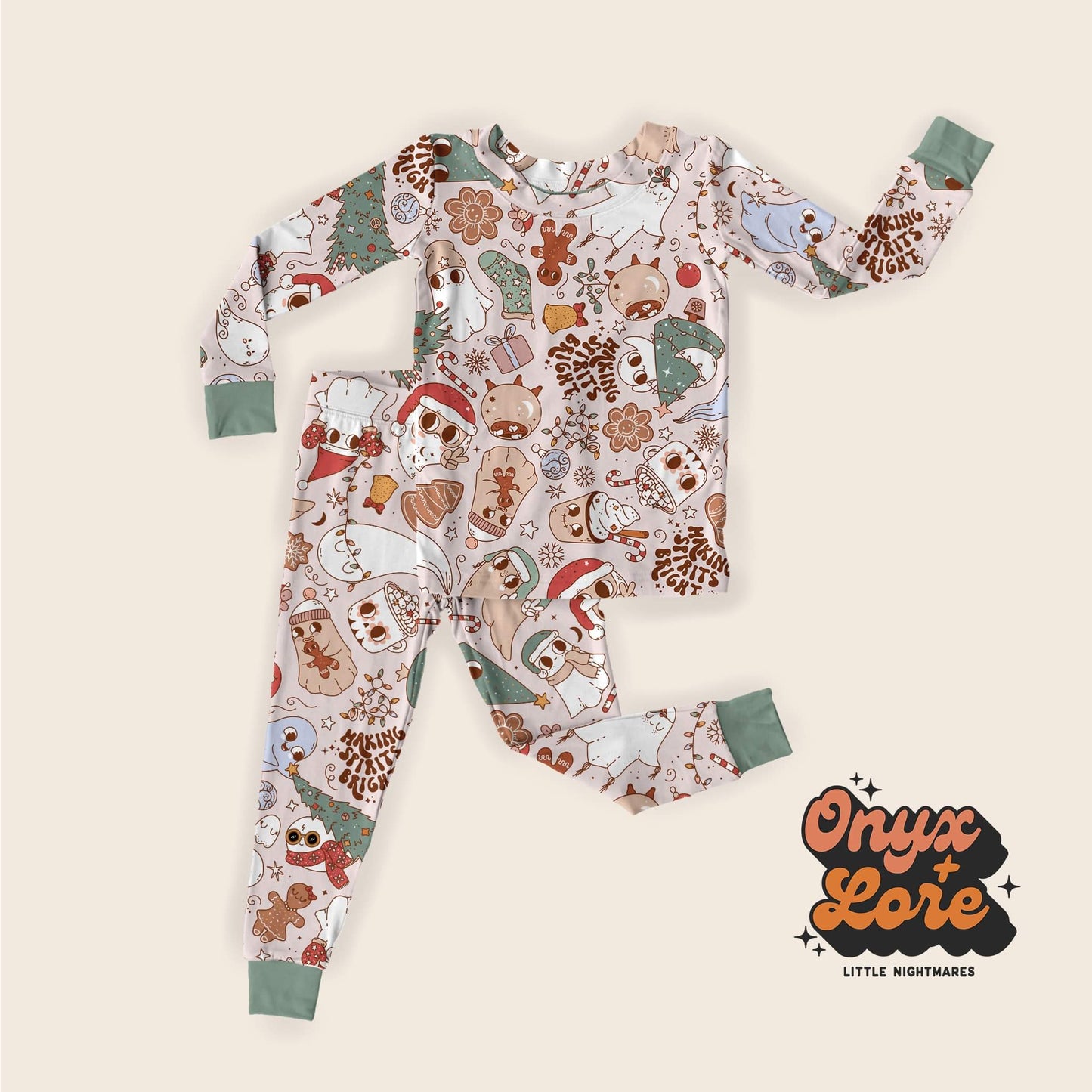 Making Spirits Bright Christmas two piece bamboo set! Cauldron Cocoa + Ghosties