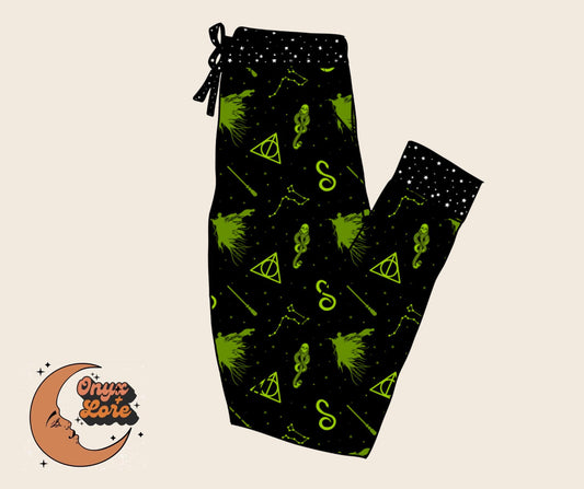 Ready to ship-Dark Wizards Unite! THe BEST JOGGERS EVER. Hallows + Constellation + Skulls