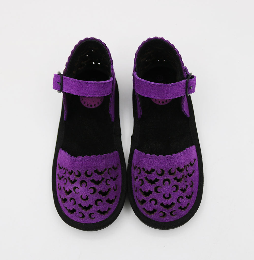 READY to SHIP - Brewing Potion Purple Bat + Moon Sueded Eris Sandals