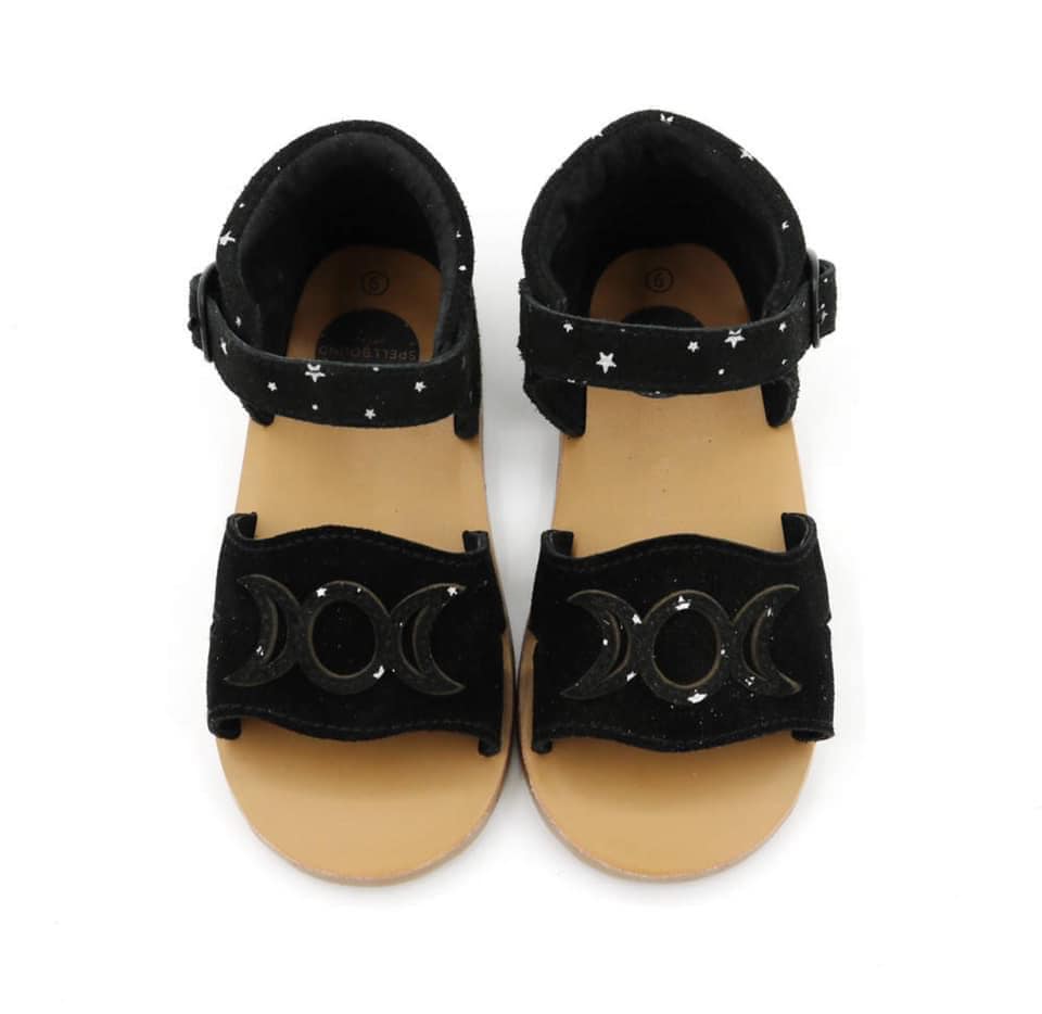 Ready to Ship- Starseed + Black Monochrome Salem Goddess Sandals