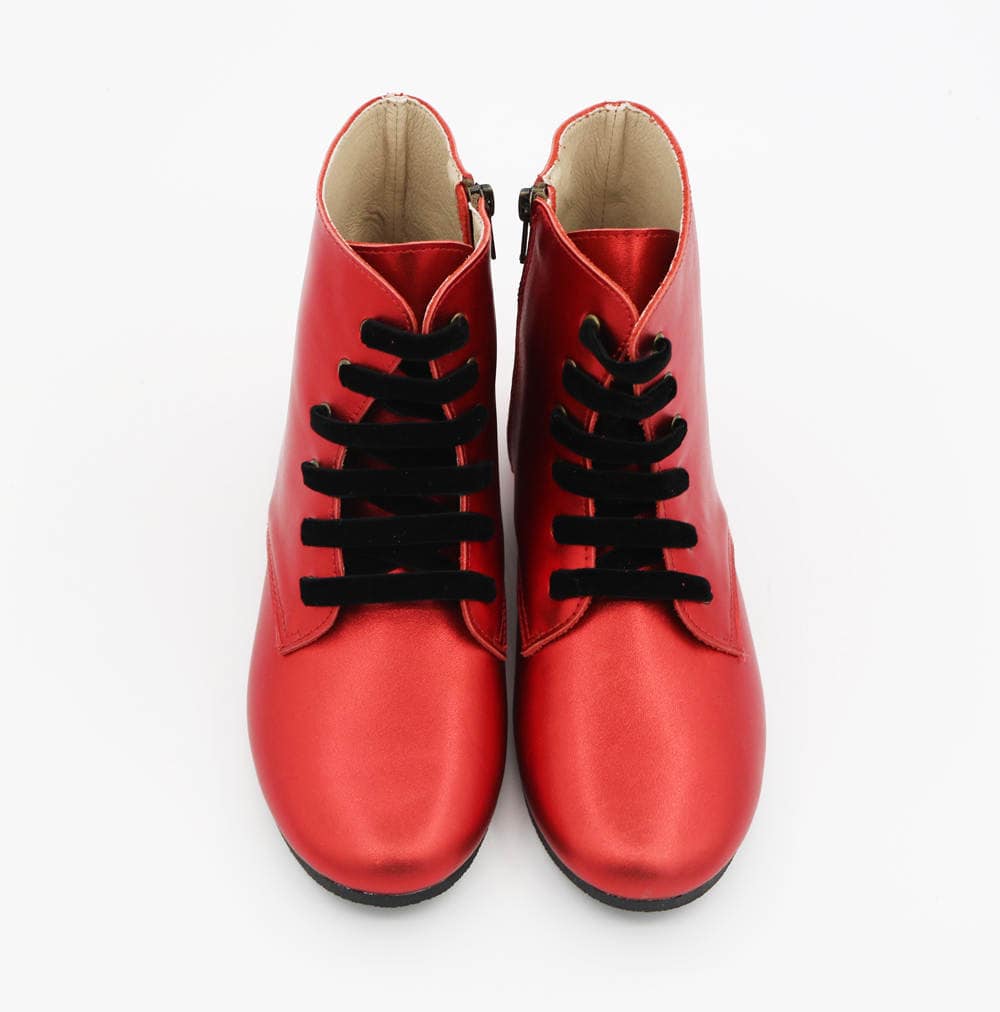 Christmas Metallic Red Vintage Nyx Booties w/ Two Laces!