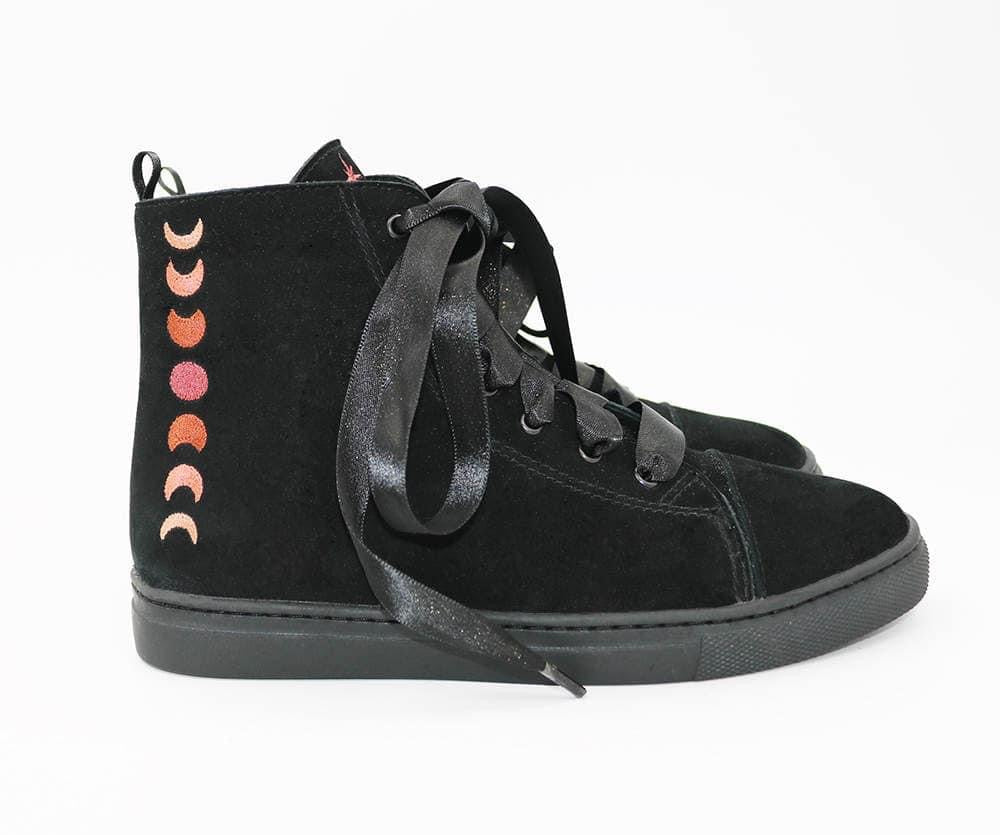 Not Just a phase Luxe Embroidered Moon Hightops w/ Star tongue Embroidery! Witchy