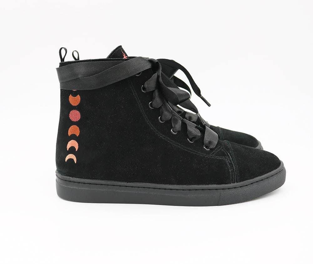 Not Just a phase Luxe Embroidered Moon Hightops w/ Star tongue Embroidery! Witchy