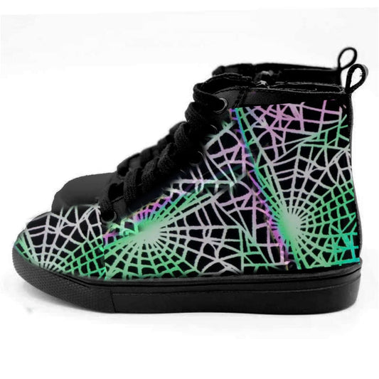 (Picture coming) Spooky Reflective Spiderweb HighTOPS! They Glow in the light!