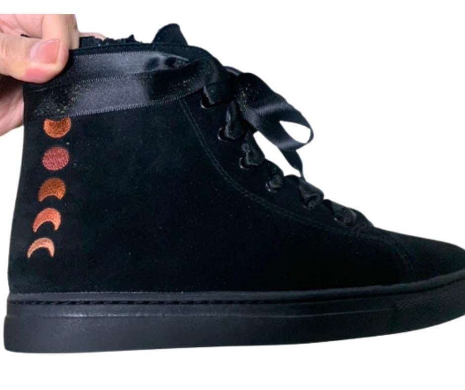 Not Just a phase Luxe Embroidered Moon Hightops w/ Star tongue Embroidery! Witchy