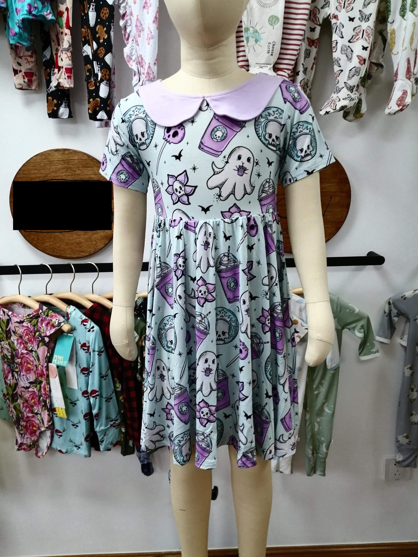 Ready to Ship Starbie Ghouls + Pastel Goth Vibes --Twirl Dress with Peter Pan Collar! Bigger Sizes