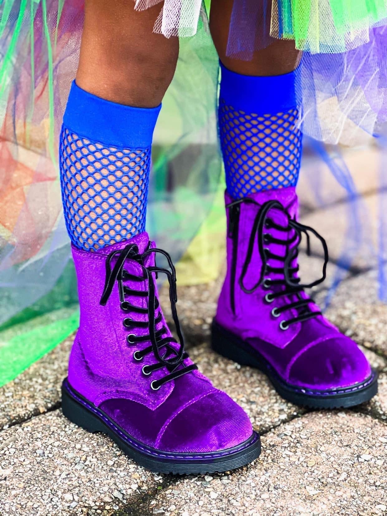 READY TO SHIP:  The Amethyst Purple Velvet Modern 90s Combats