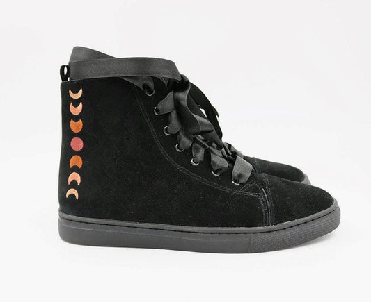 Not Just a phase Luxe Embroidered Moon Hightops w/ Star tongue Embroidery! Witchy