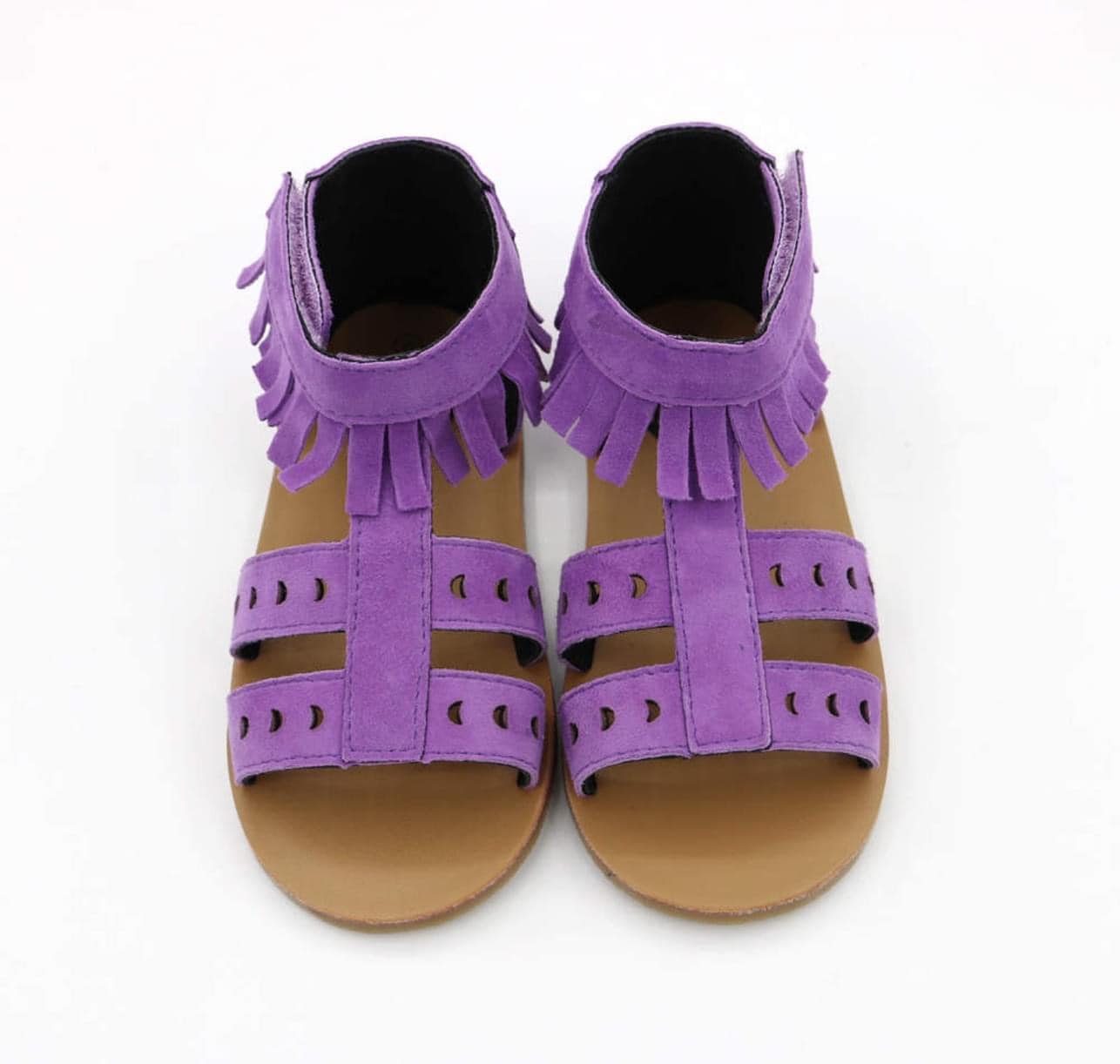 KIDS+ ADULT MOONWITCH SANDALS! Purple Luxe Leather Stevie Fringe Moon Sandals! Soft Leather! Boho Stye! (Copy)