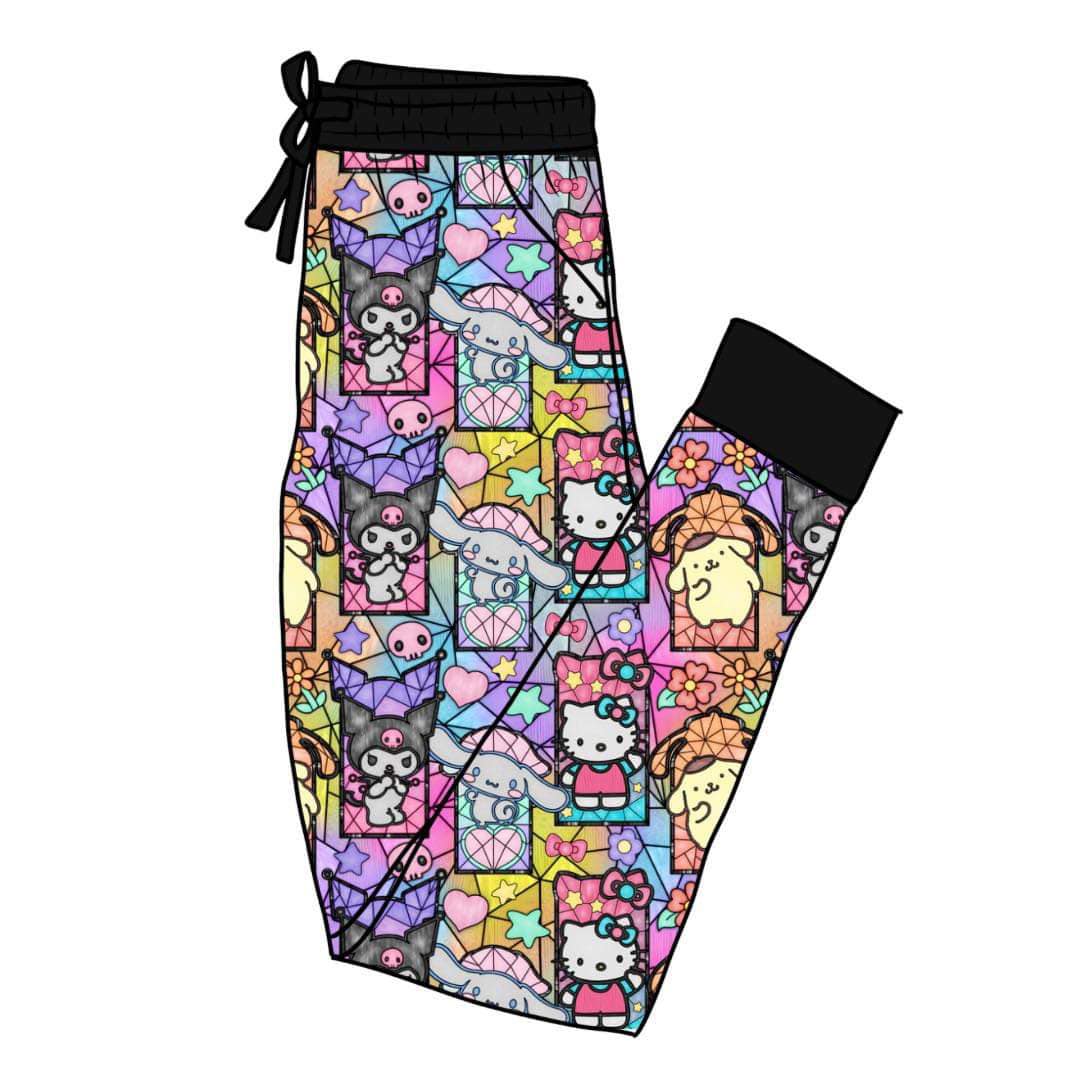 Magical Kitty + Friends Adult Joggers!  XS-XXXL Now! Bright + Cute!