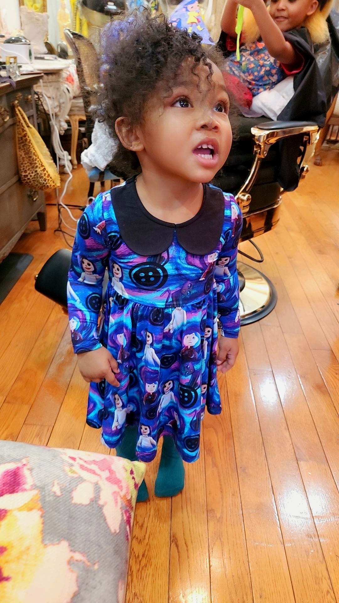 Ready to Ship- Button Eyes Girl + Her Cat Toddler Twirl Dress!