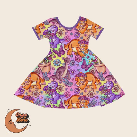Vintage Dino + Friends Land Before OUR time Bamboo Twirl Dress!