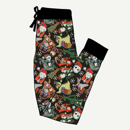 Ready to Ship- Nightmare Christmas Adult Bamboo Joggers! Jack + Spooky!