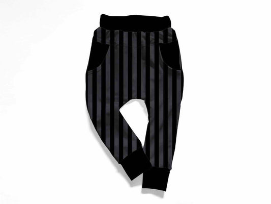 The Gomez Kids Black + Gray striped Goth Terry Blend Joggers!