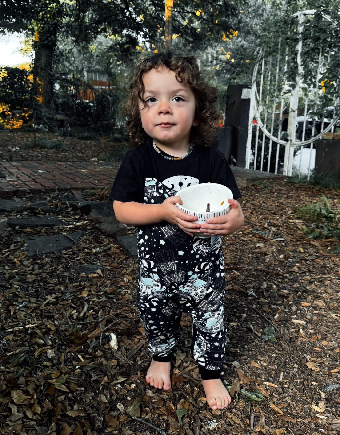 LOGO Nevermore WEDS Grey + Black Striped Bamboo Overalls! Addams + Spooky + Hipster Goth!