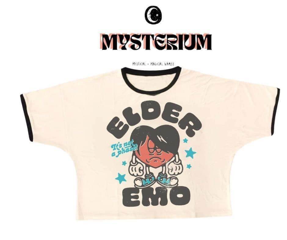 ELDER EMO Adult Myspace VIBES Vintage Heart Bamboo Oversized Boxy Shirt