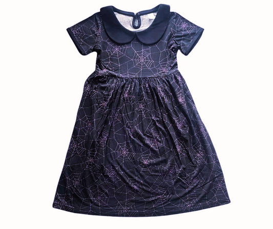 The Purple Webs Bamboo Dress. Black Peter Pan Collar! Short Sleeves