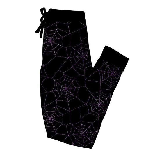 The Alt Basics! Spooky Webs Purple + Black Bamboo Adult Joggers!