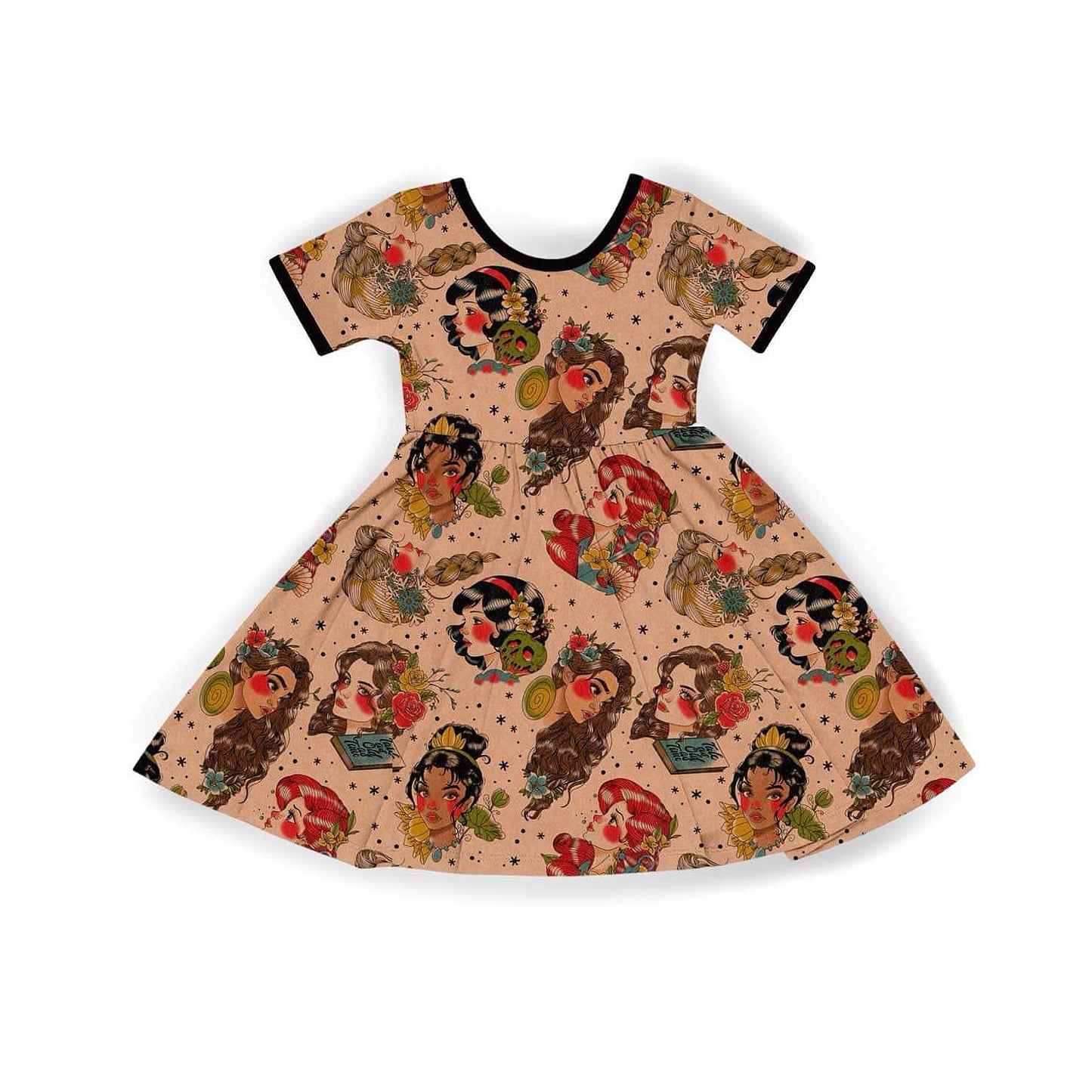 Vintage Tattoo Magical Princess Baby to Adult Bamboo Short Sleeve Twirl Dress!