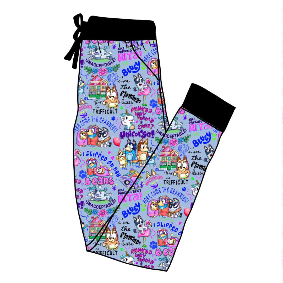 Grannies Adult Favorite Sayings Blue Dog bamboo Joggers!