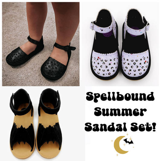 Spellbound Summer Sandal Trio Set! 3 Pairs! Batty  Luxe Sandals+ Lavender and Onyx Moon + Star Eris!