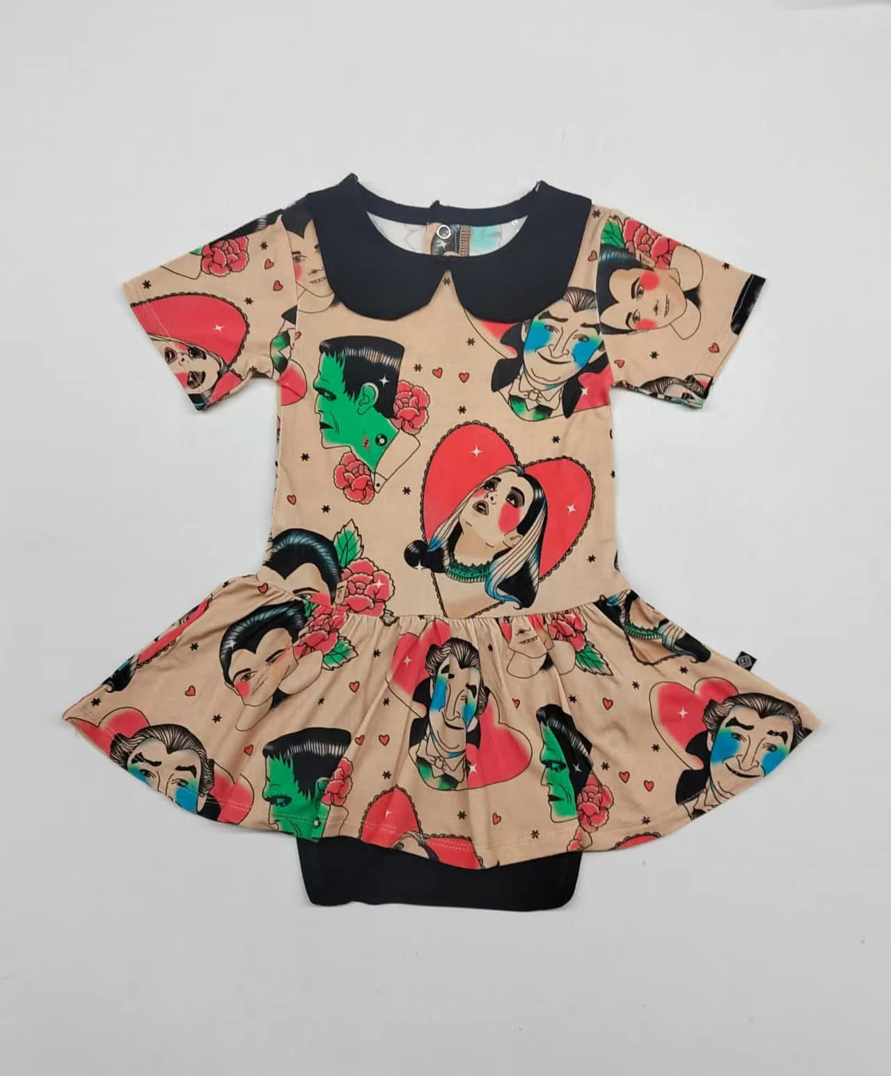 Ready to Ship- Grandpa + Eddie Vintage Monsters Bamboo Alt Twirl Dress!