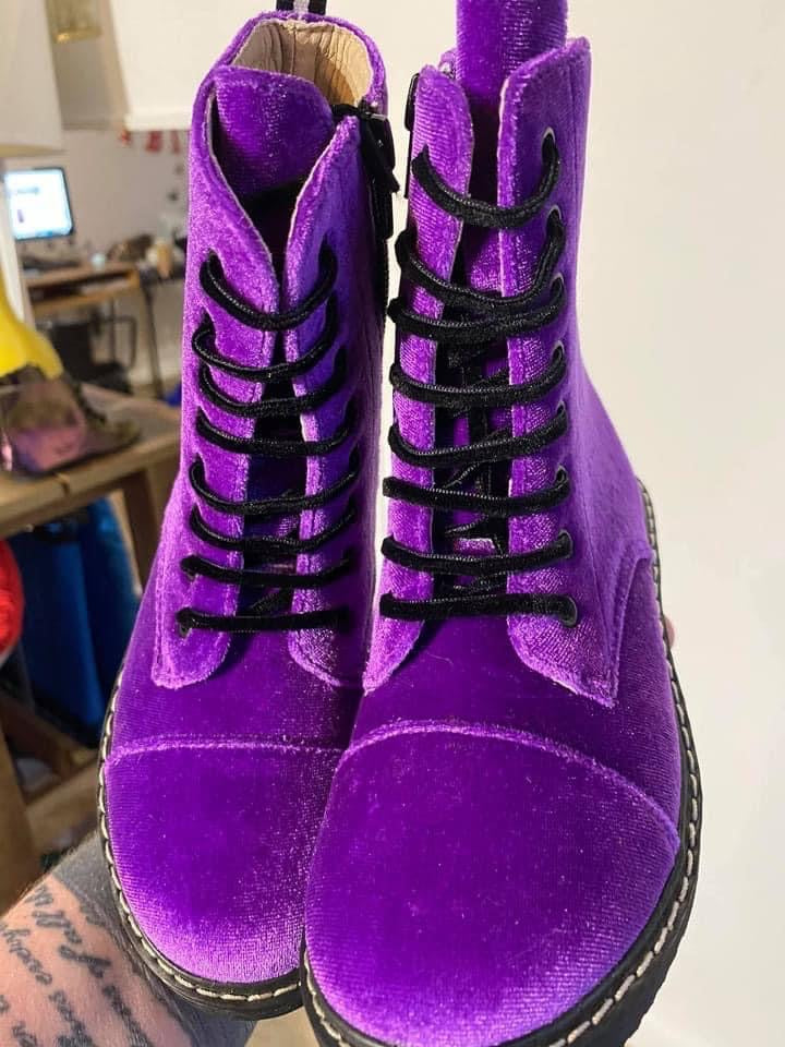 READY TO SHIP:  The Amethyst Purple Velvet Modern 90s Combats