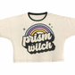 Ready to Ship- RETRO CREAM PRISM WITCH BAMBOO SHIRT! Black Trim + Oversized