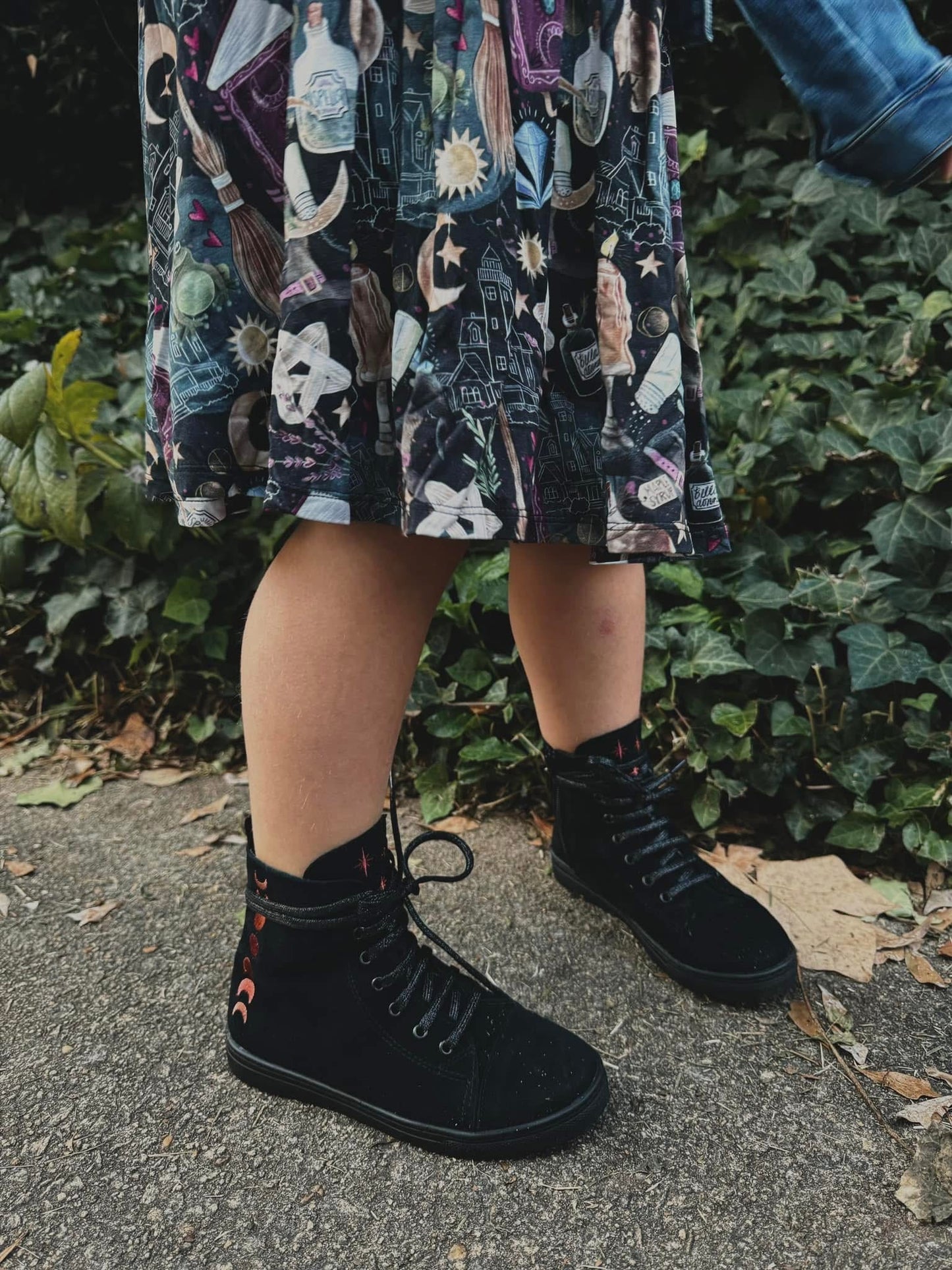 Ready to Ship- Moonphases Luxe Embroidered Moon Hightops w/ Star tongue Embroidery! Witchy