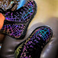 Ready to Ship -- Spooky Reflective Spiderweb HighTOPS! They Glow in the light!