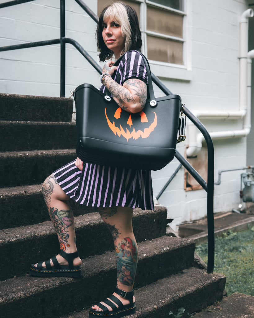 Ready to Ship! PURPLE + BLACK BEETLE STRIPED LAVENDER + BLACK TWIRL DRESSES! PETER PAN COLLAR! (all sizes)