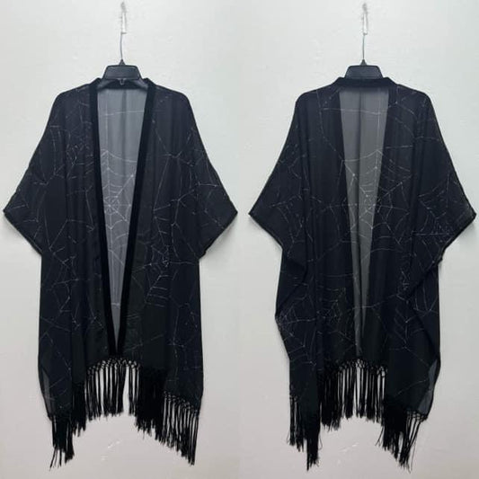 Fringe Purple + Black Large scale Spooky Spiderweb Fringe Spellduster