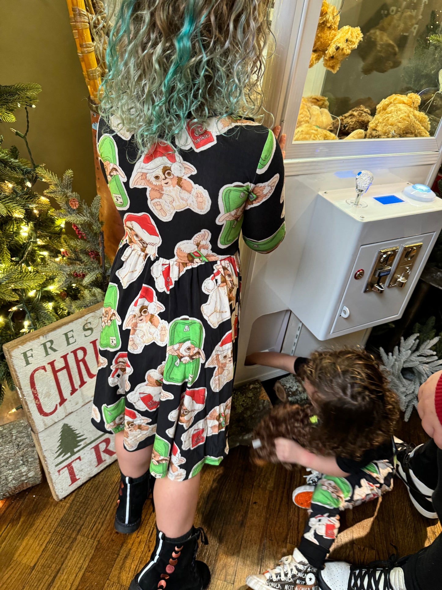 Ready to ship- Gremlin Creepy Cute Christmas BamBOO Long Sleeve twirl dress!! All sizes!