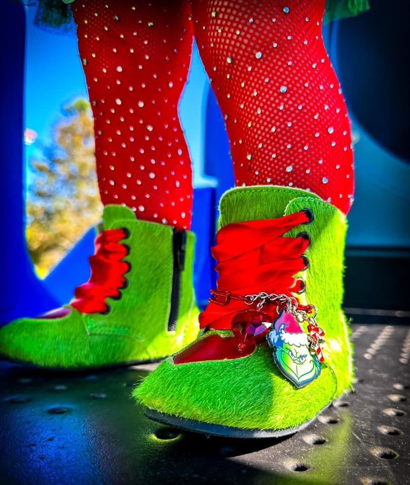 You're a Mean One Red Heart  + Green Vintage Nyx Christmas Booties!