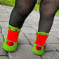 Ready to Ship-You're a Mean One Red Heart  + Green Vintage Nyx Christmas Booties!