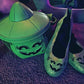 Ready to ship— McWitchy Green + Matte black Aura X Flats! Spooky Halloween!