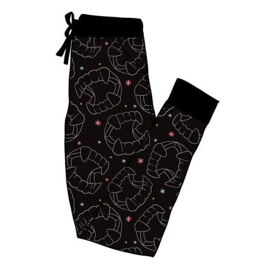 Vampire Teeth Black Spooky Joggers! Cute + Goth!