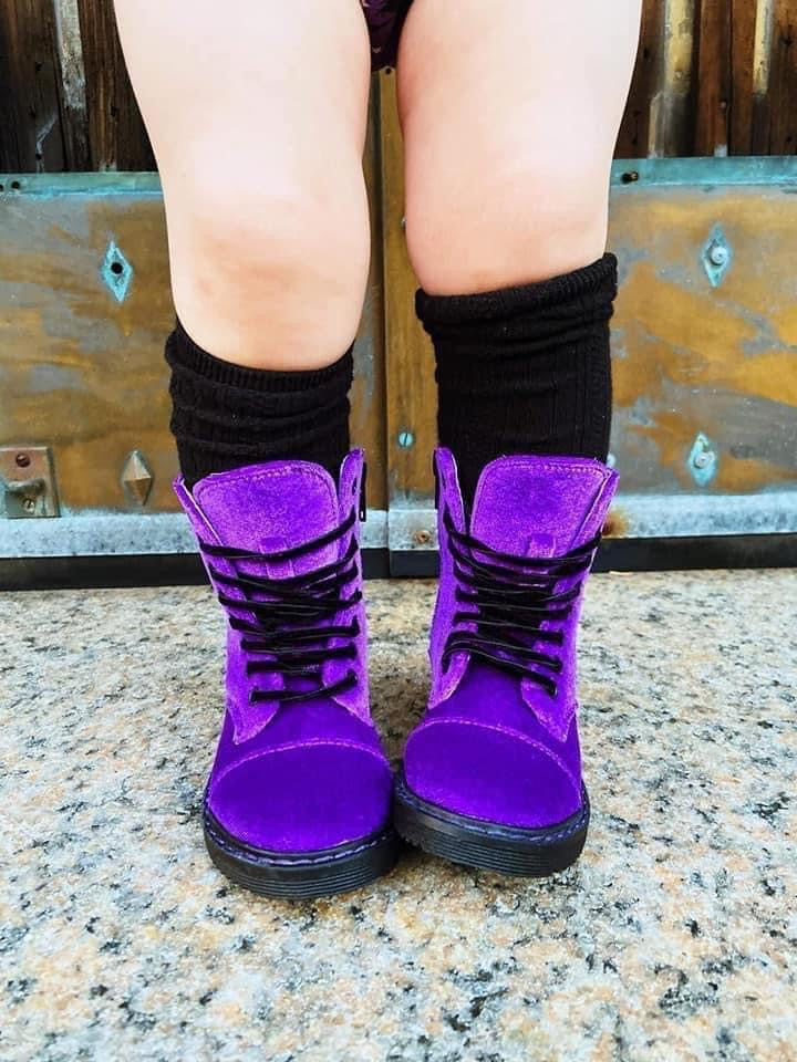 READY TO SHIP:  The Amethyst Purple Velvet Modern 90s Combats