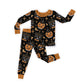 Ready to Ship-- Vintage Halloween Pumpkins + Black Cat Trick or Treating Two Piece bamboo set!