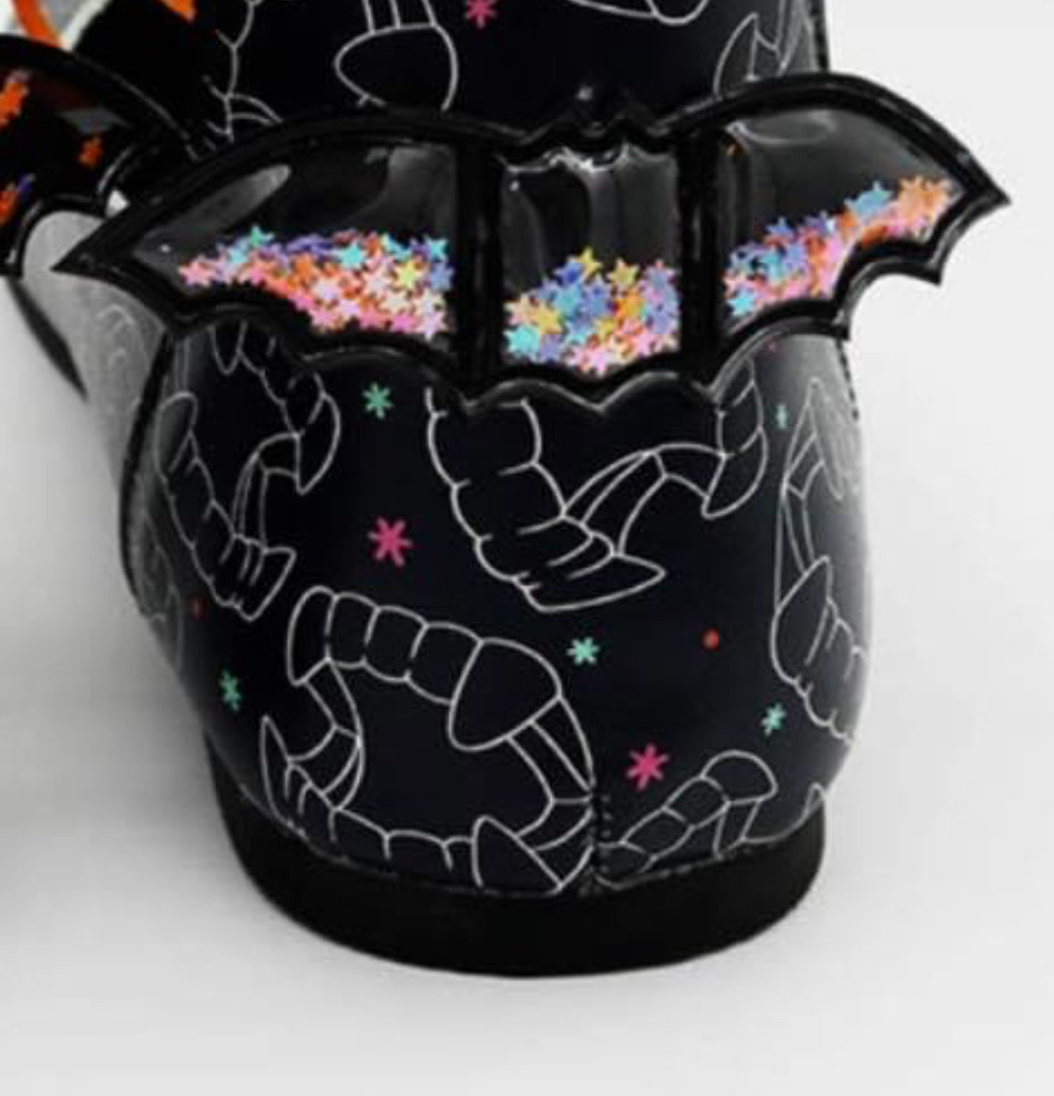 Matte Black Bat Shaker Lilith Mary Janes! Mystical Black Bats with Star glitter!